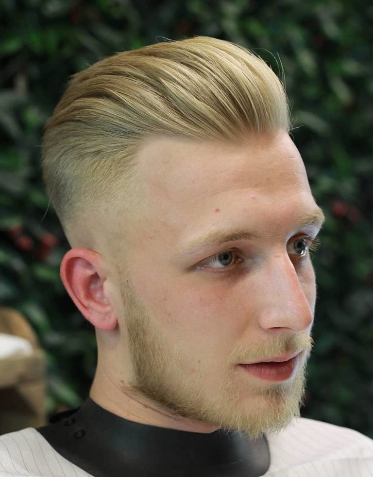Pompadour with Volume hairstyle for thin blonde hair men
